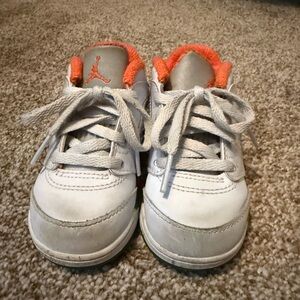 Toddler White and Orange Jordan Sneakers